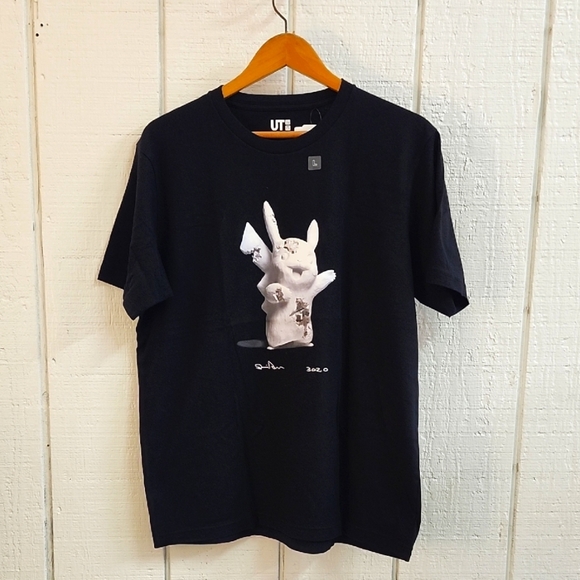 UNIQLO X DANIEL ARSHAM Pokemon Black Graphic Short Sleeve Cotton Tee Anime Large - Picture 1 of 8